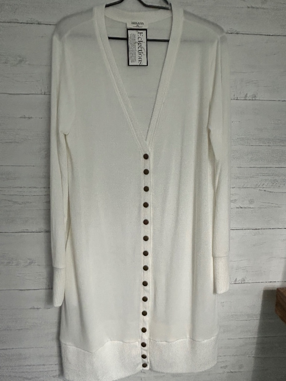 NWT ZENANA Ivory Duster Cardigan Snap Front - XL
